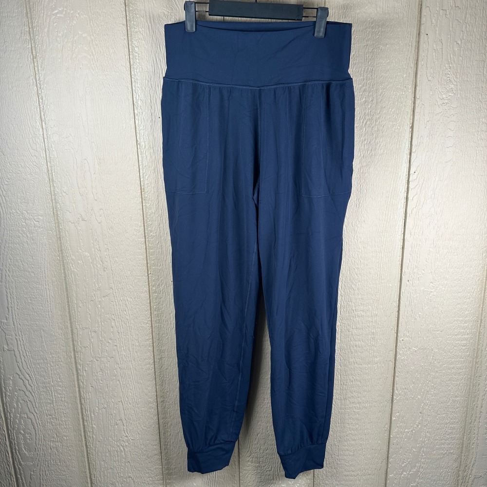 Athleta Salutation Joggers Sz Large Tall LT Navy Blue High Rise Activewear Pants